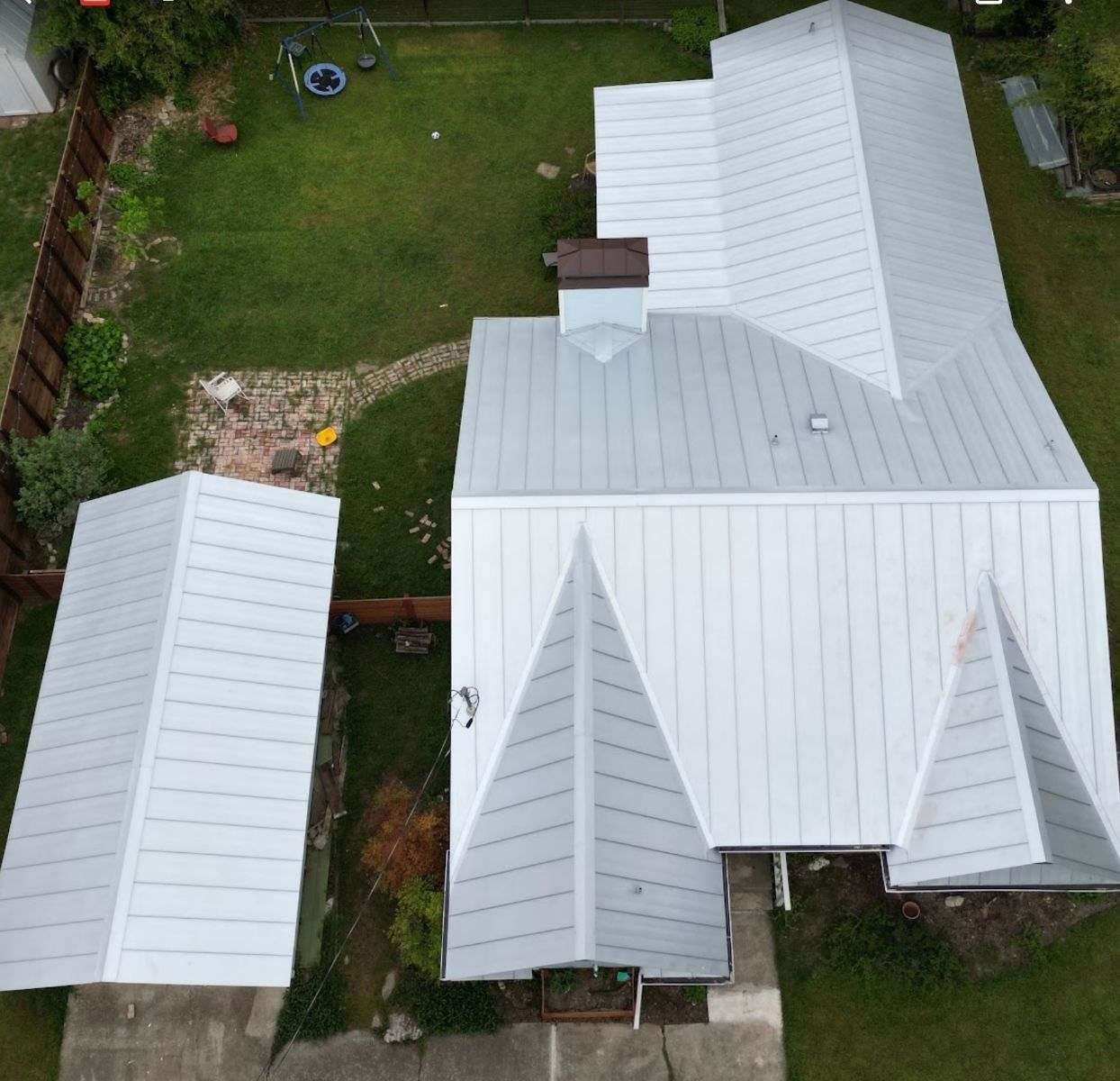 Drone inspection of metal roof for repair