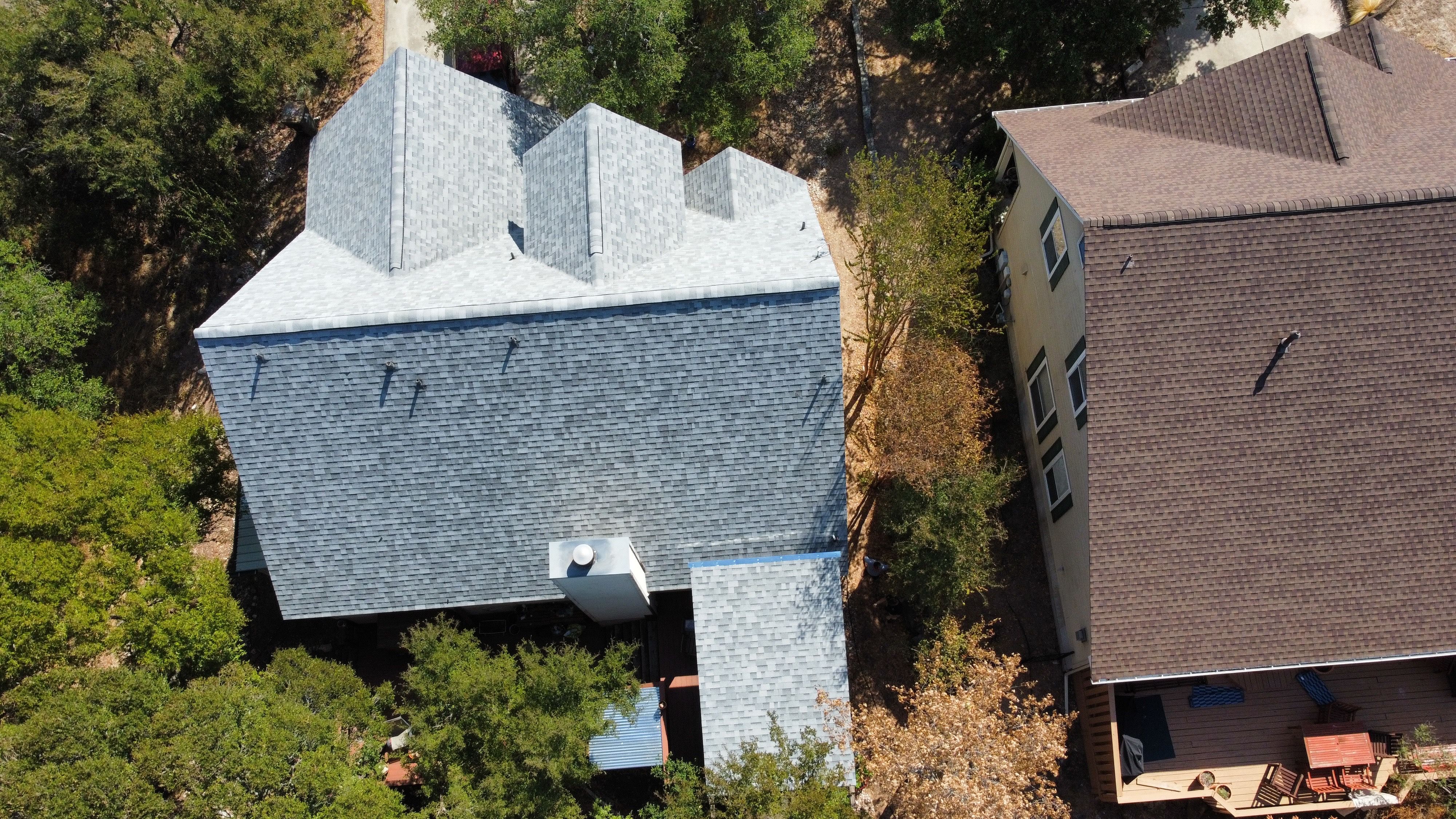 Aerial view of commercial roofing project