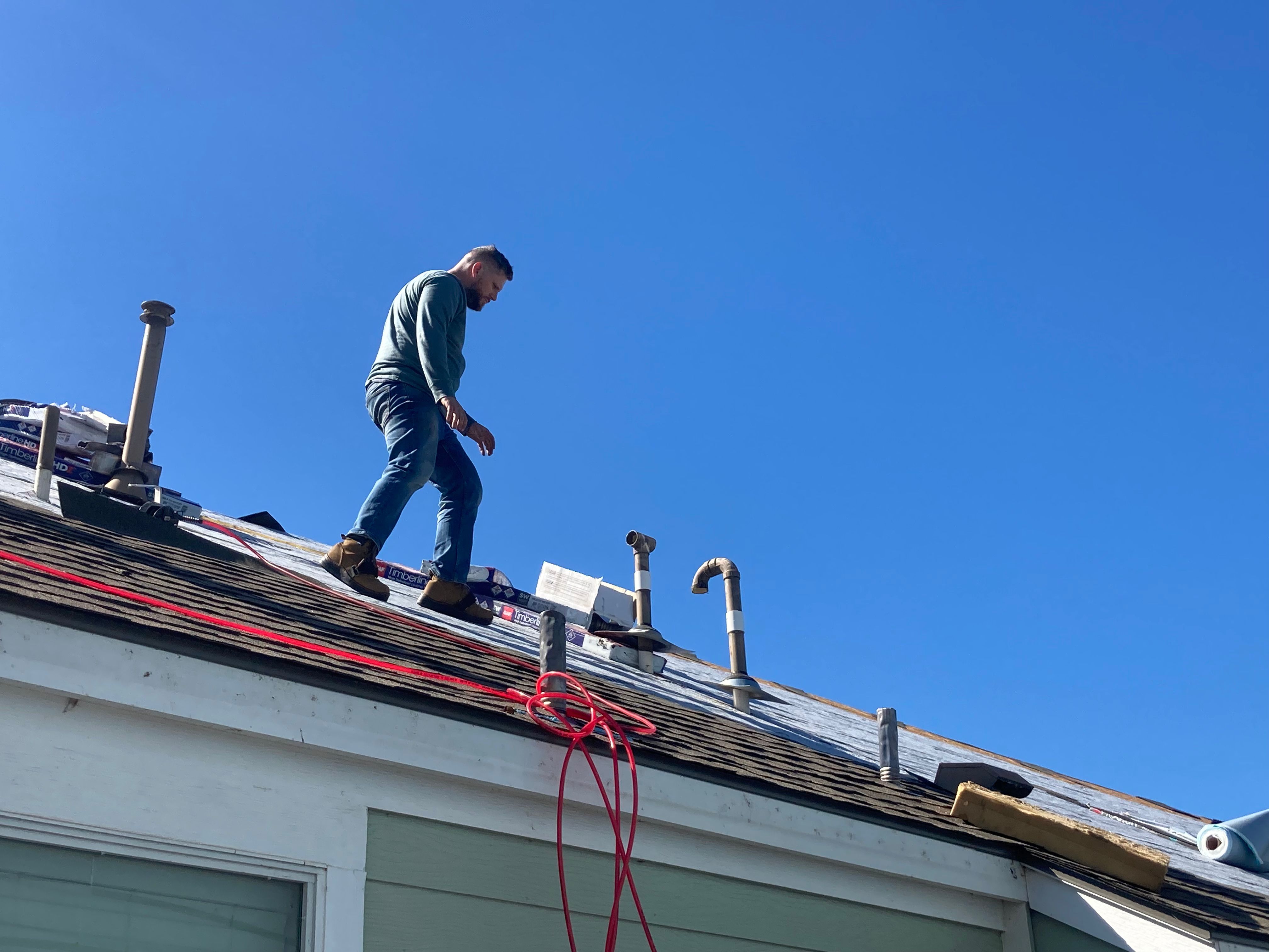 Roofing work in progress